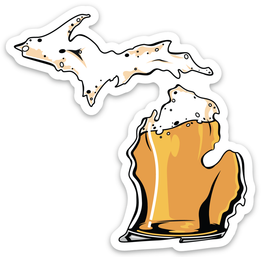 Beer - Michigan - Waterproof Sticker 3" X 3"