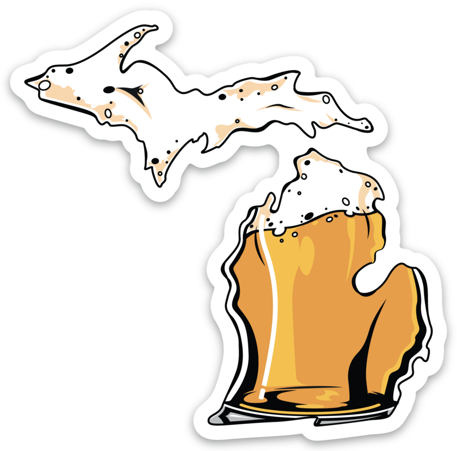 Beer - Michigan - Waterproof Sticker (3" X 3")