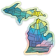 Stained Glass - Sea - Michigan - Waterproof Sticker 3" X 3"