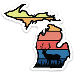 Animal Sunrise - Deer - Michigan - Waterproof Sticker (3