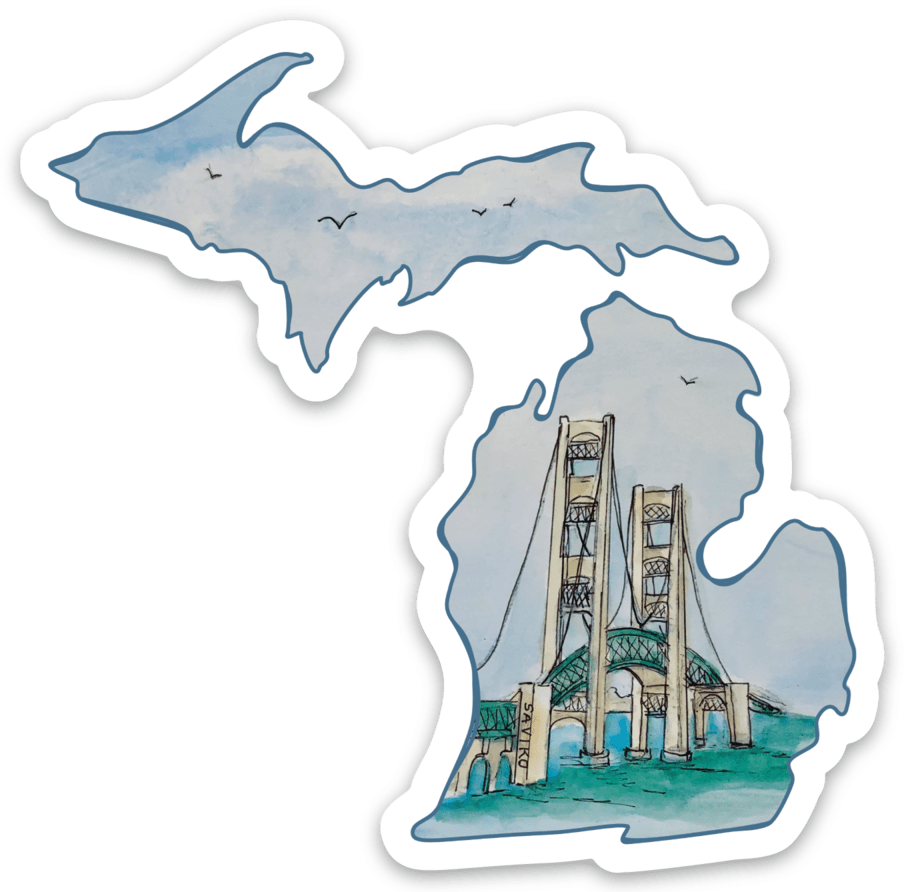 Mackinac Bridge - Michigan - Waterproof Sticker 3" X 3"
