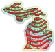 Christmas Cake - Michigan - Waterproof Sticker 3" X 3"