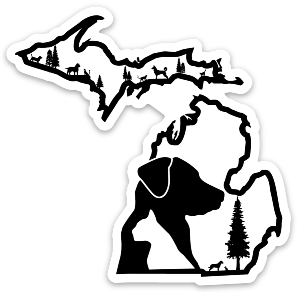 Pets - Outline - Michigan - Waterproof Sticker (3" X 3")