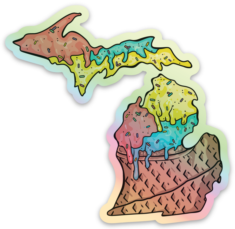 Superman Ice Cream - Michigan - Waterproof Sticker (3" X 3")