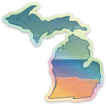 Beach - Michigan - Waterproof Sticker 3" X 3"