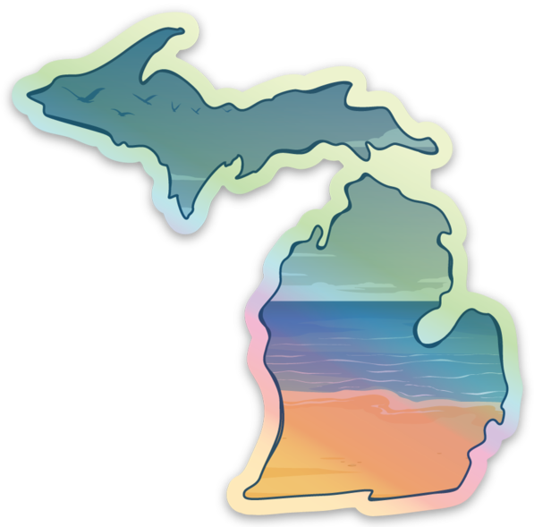 Beach - Michigan - Waterproof Sticker (3" X 3")