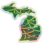 Christmas Tree - Snowy - Michigan - Waterproof Sticker (3