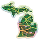 Christmas Tree - Snowy - Michigan - Waterproof Sticker 3" X 3"