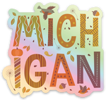 Fall 'Michigan' - Word - Waterproof Sticker (3