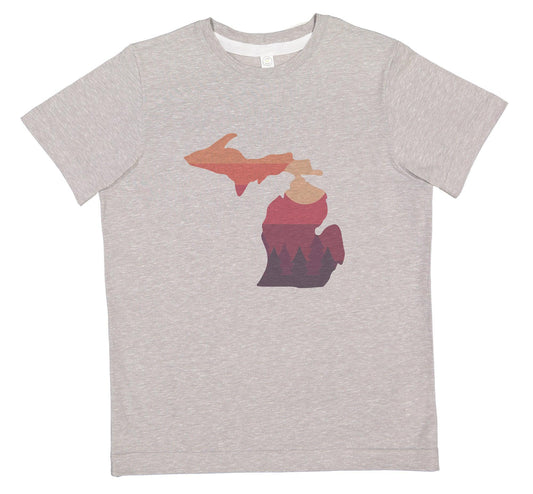 Adult Vintage Gray Michigan Sunset Tee