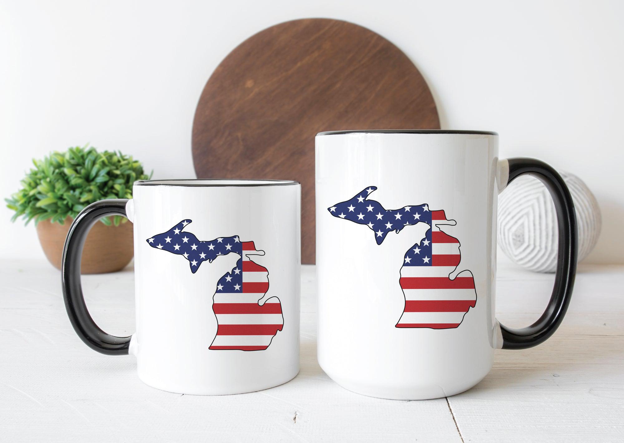 America Flag Michigan Mug