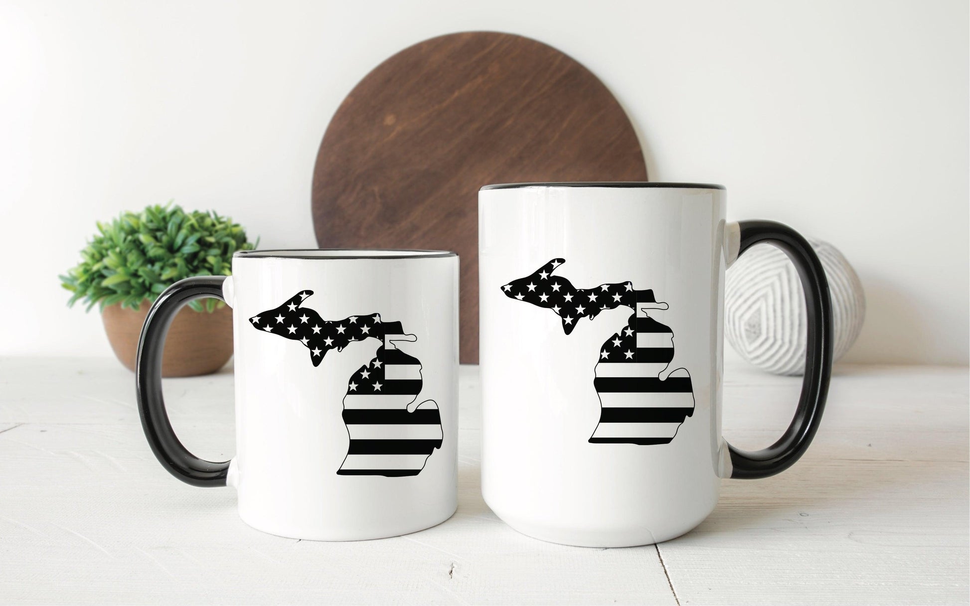 American Flag - Monochrome - Michigan - Mug