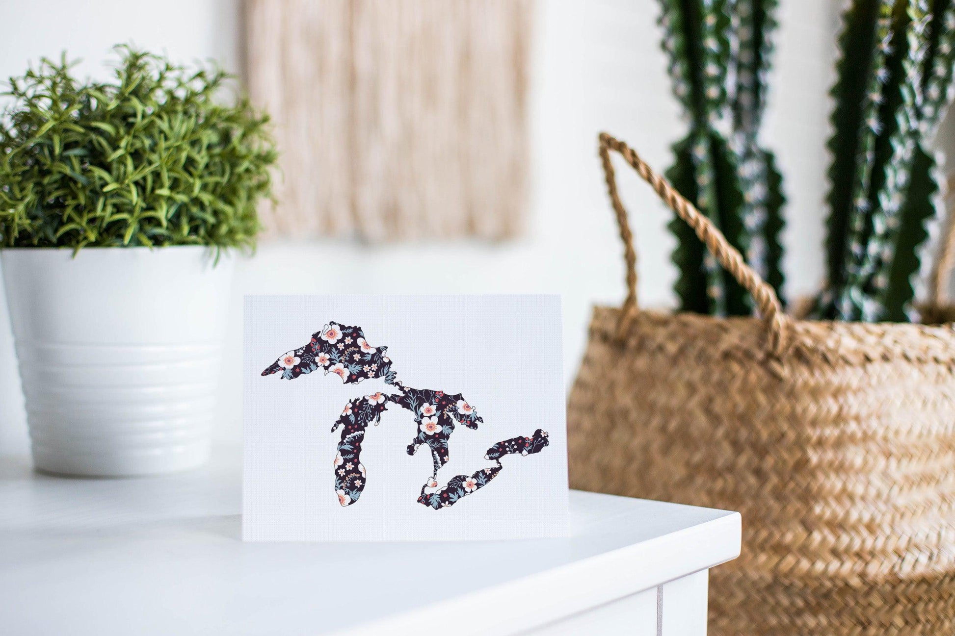Apple Blossom - Black - Great Lakes Greeting Card