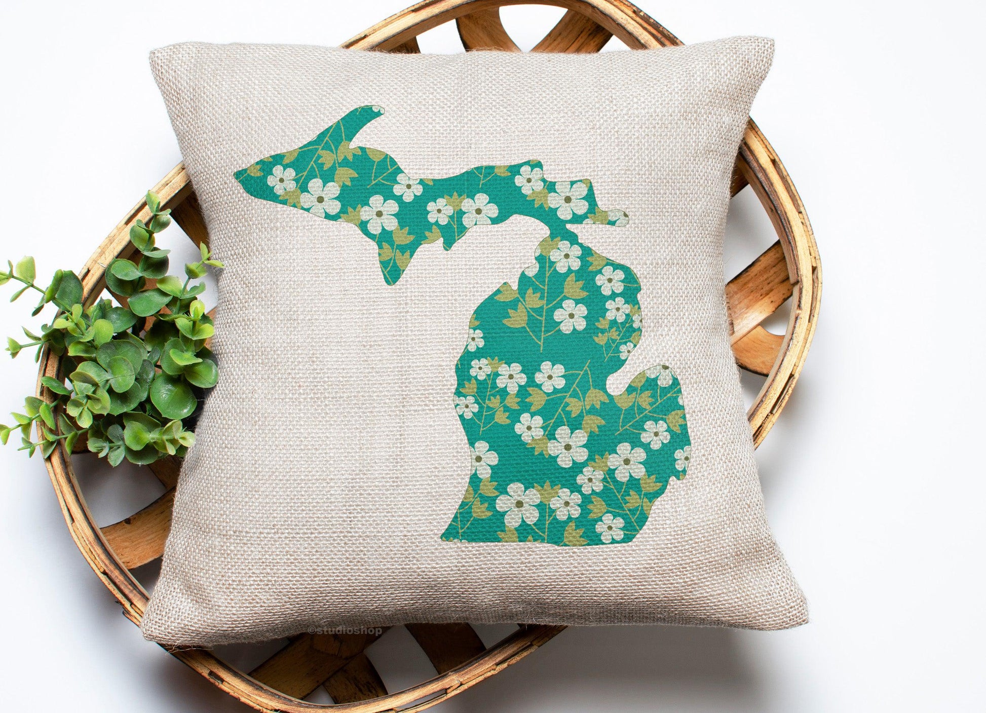 Apple Blossom - Green - Michigan Pillow
