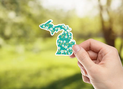 Apple Blossom - Green - Michigan Waterproof Sticker (3" X 3")