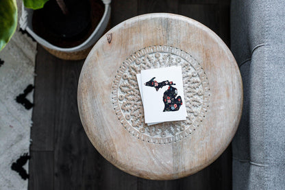 Black Floral Michigan Two Greeting Card