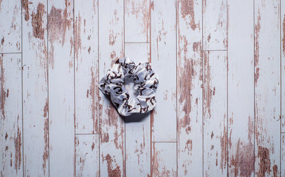Black Great Lakes White Satin Scrunchie