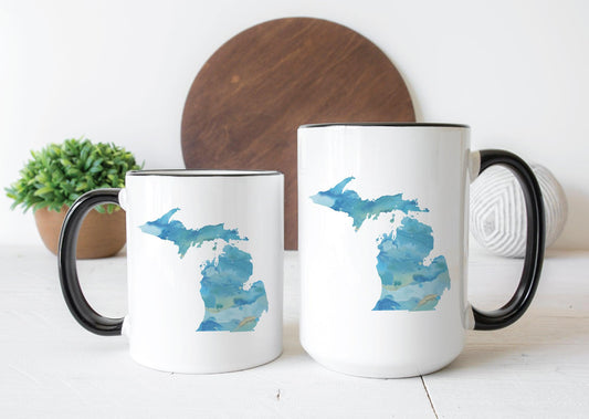 Blue Watercolor Michigan Mug