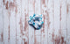 Blue Watercolor Michigan White Satin Scrunchie