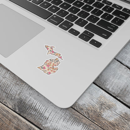 Branch Floral -Cream - Michigan Waterproof Kiss Cut Sticker (3" X 3")