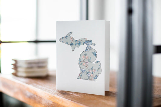Branch Floral -Gray - Michigan Greeting Card