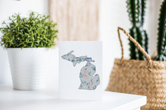 Branch Floral -Gray - Michigan Greeting Card