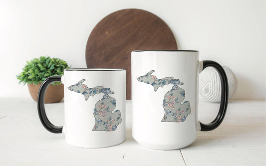 Branch Floral -Gray - Michigan Mug