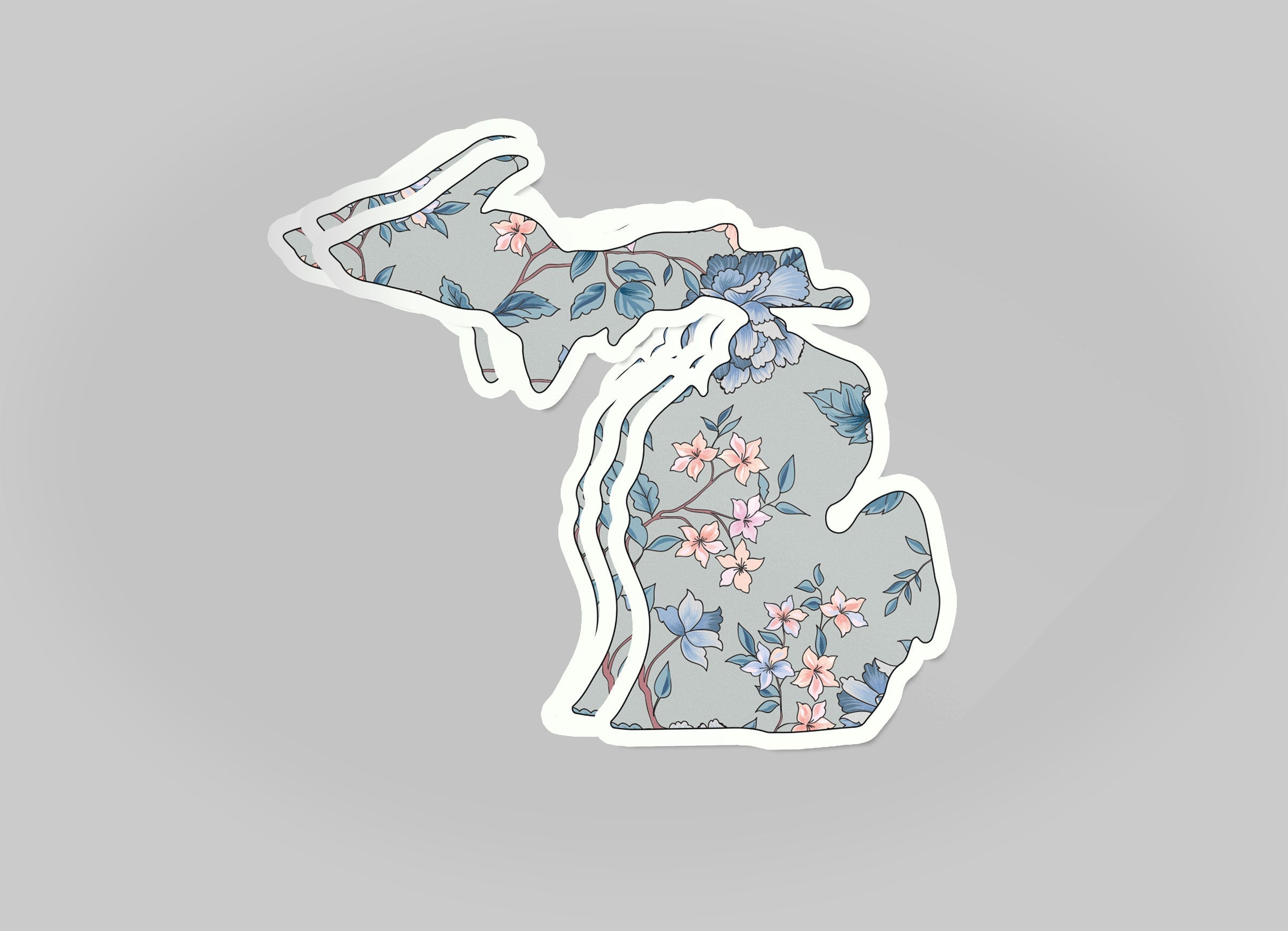 Branch Floral -Gray - Michigan Waterproof Sticker (3" X 3")