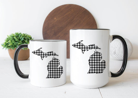 Checkered Plaid Michigan Mug