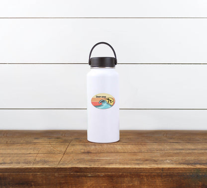 Great Lakes Wave Oval Waterproof Sticker (3" X 2")