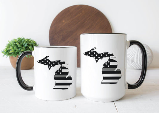 Gray Line Flag Michigan Mug