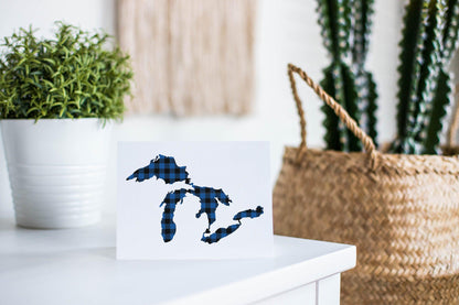 Great Lakes Blue Plaid Greeting Card
