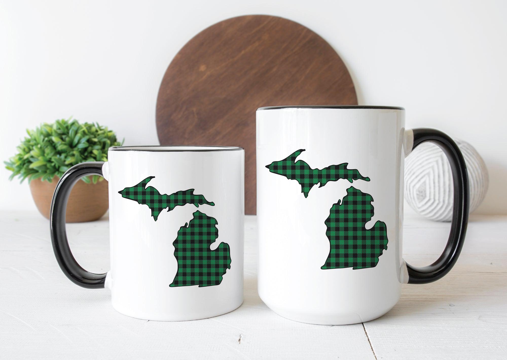 Green Plaid Michigan Mug