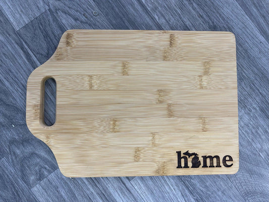 "Home" Michigan Medium Wooden Engraved Cutting Board