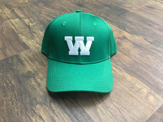 "W" Raised Embroidered Green Hat