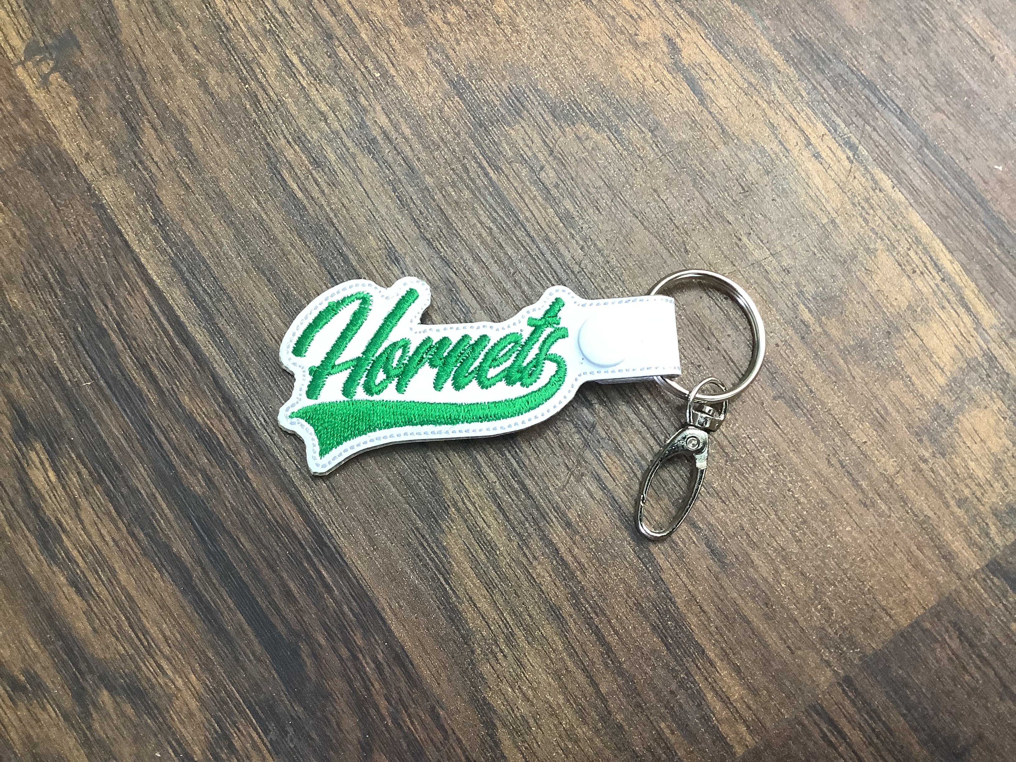 Hornet Word Embroidered Keychain