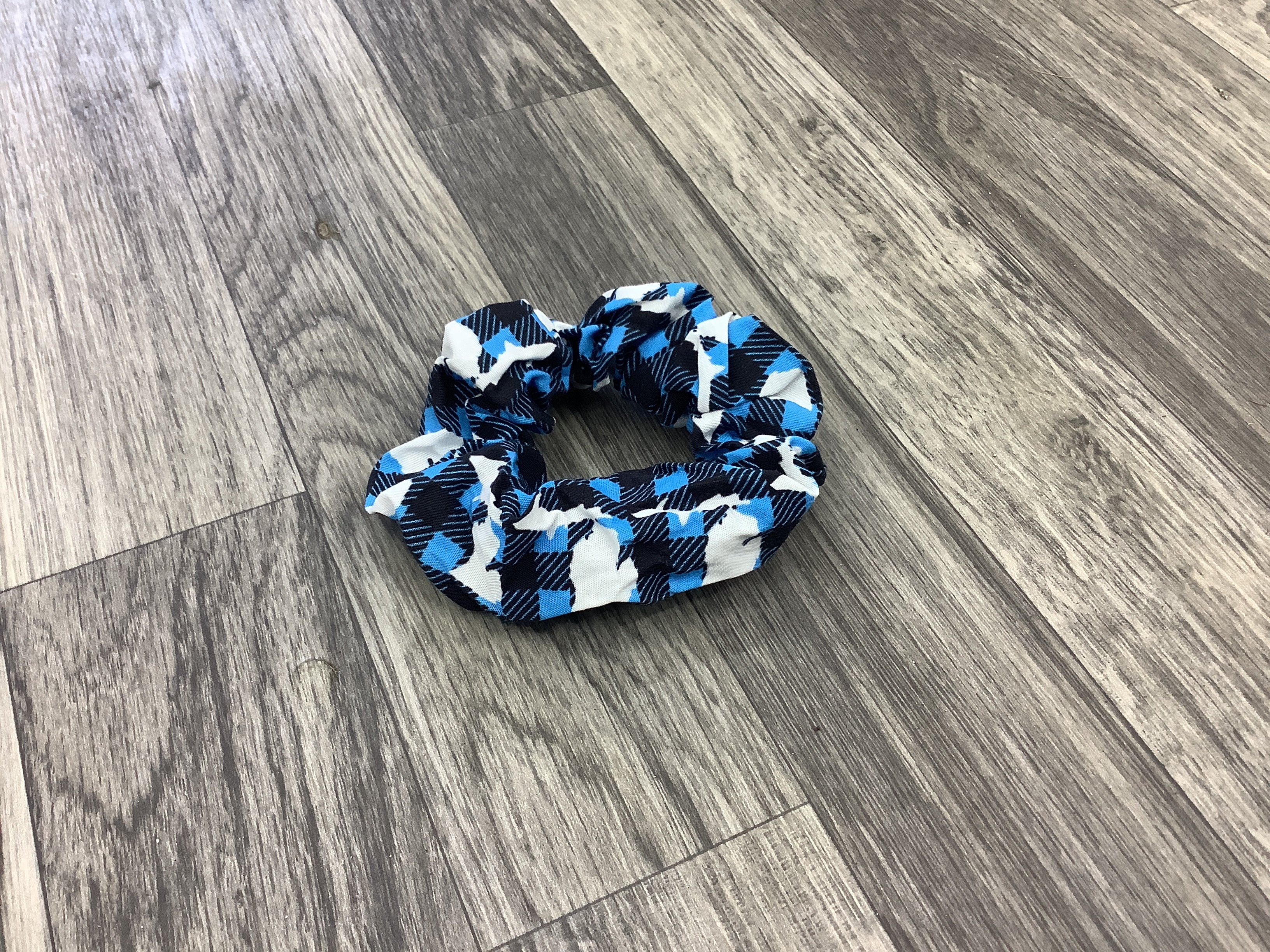 Blue Plaid Michigan Cotton Scrunchie