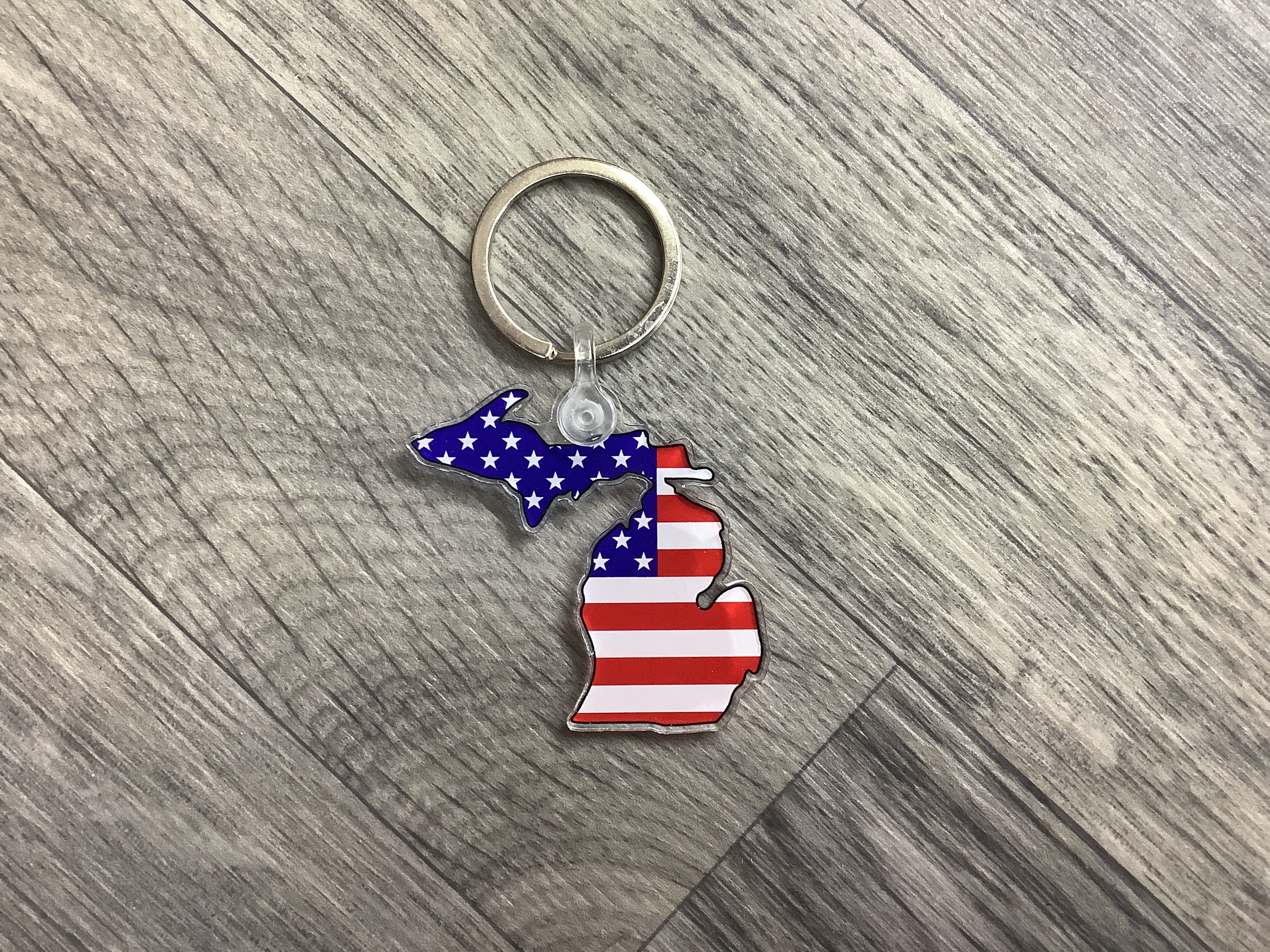 American Flag  - Michigan - Acrylic Keychain
