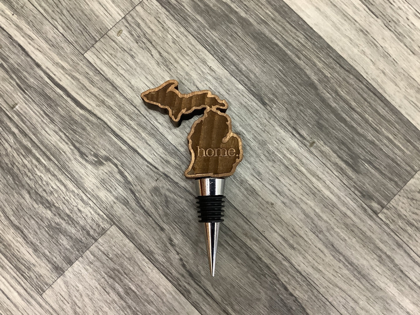 Wood Michigan Wine Stopper - Laser Engraved