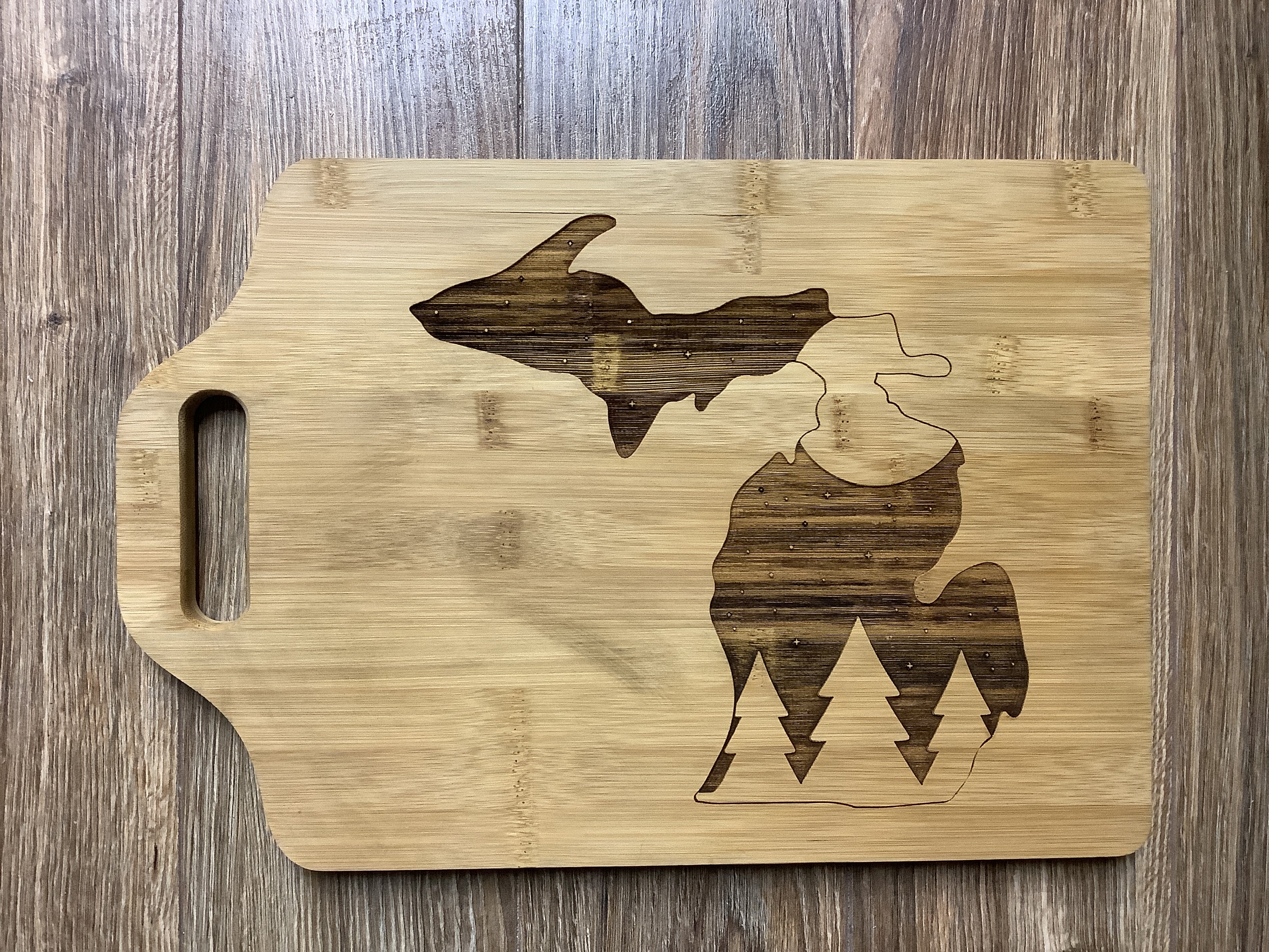 Starry Night - Michigan - Wooden Engraved - Cutting Board