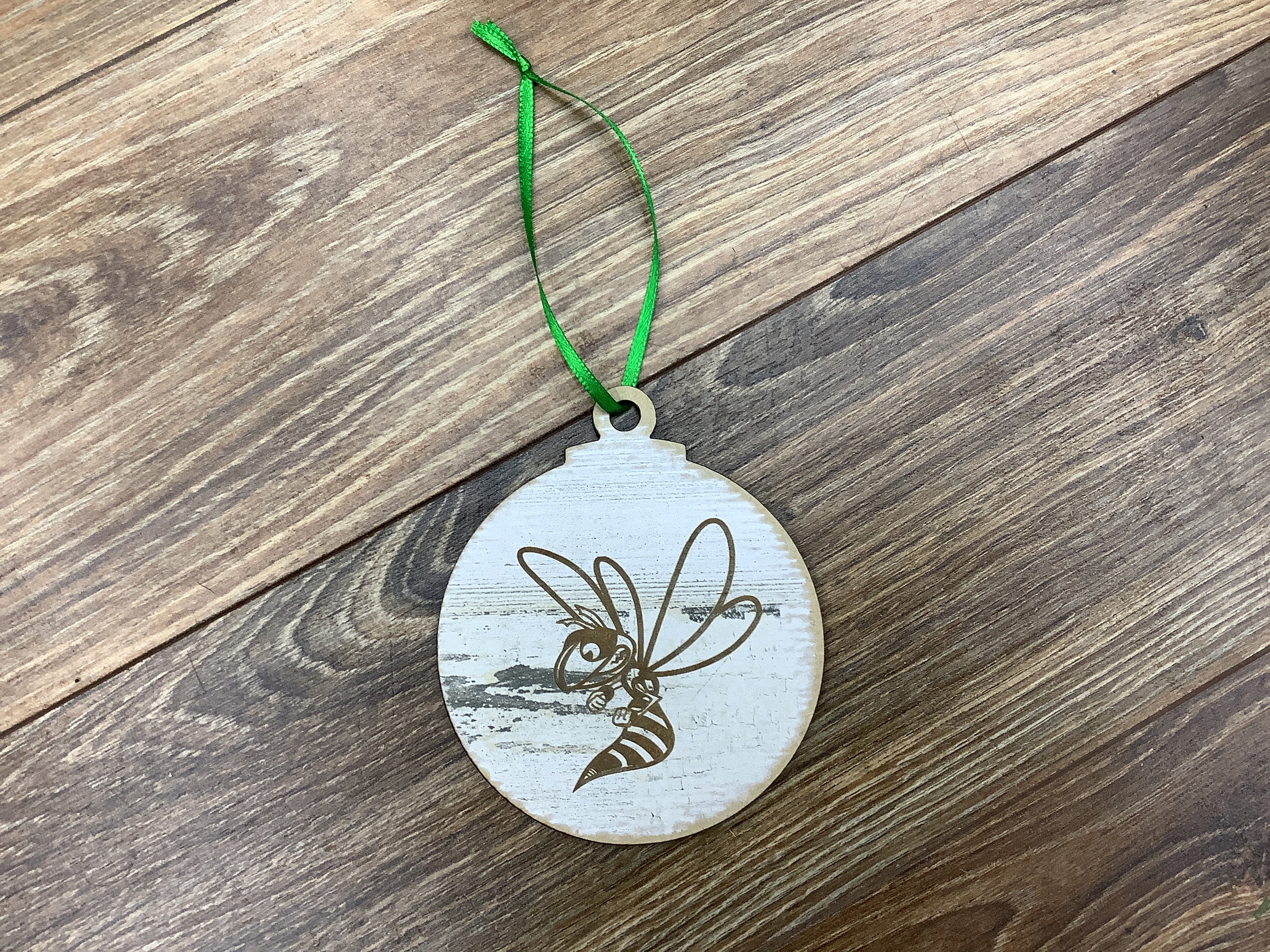 Hornet - Laser Engraved - White Weathered Ornament