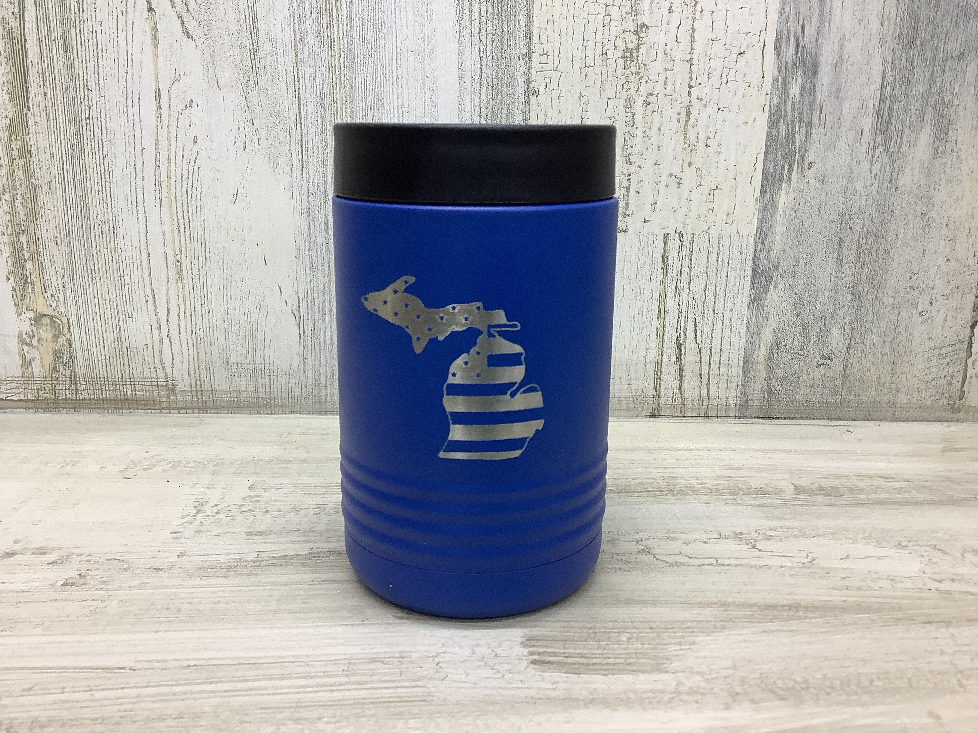 Engraved - Michigan American Flag - Insulated Can Tumbler
