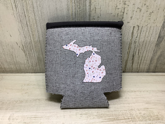 Wildflower Pink - Michigan - Heather Gray Koozie
