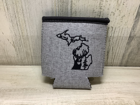 Deer Outline - Michigan - Heather Gray Koozie