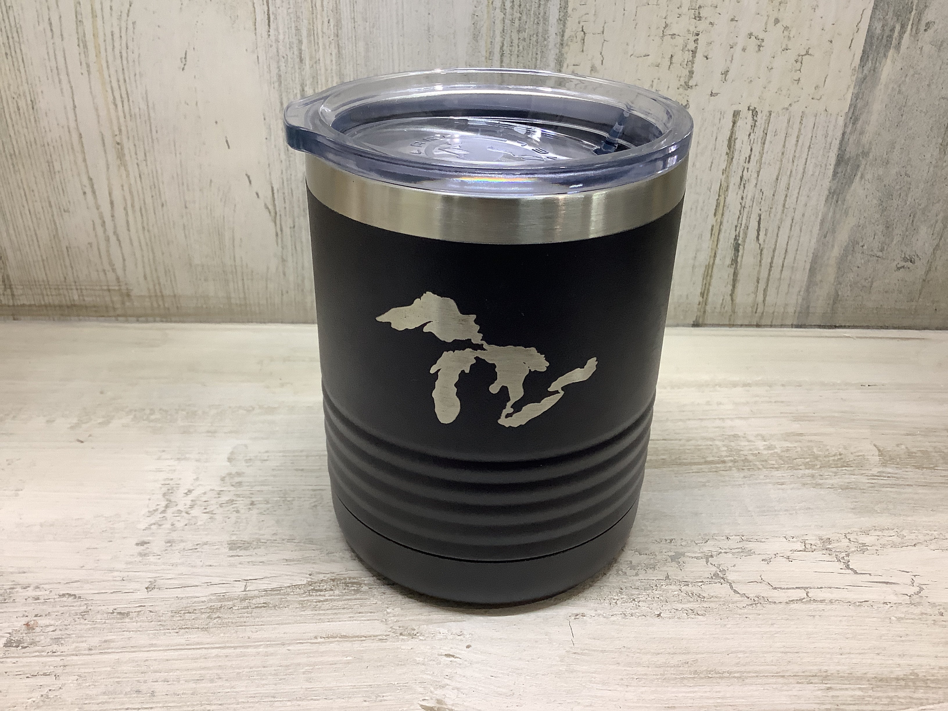 Engraved - Great Lakes - Black - Insulated 10 Oz Tumbler With Lid