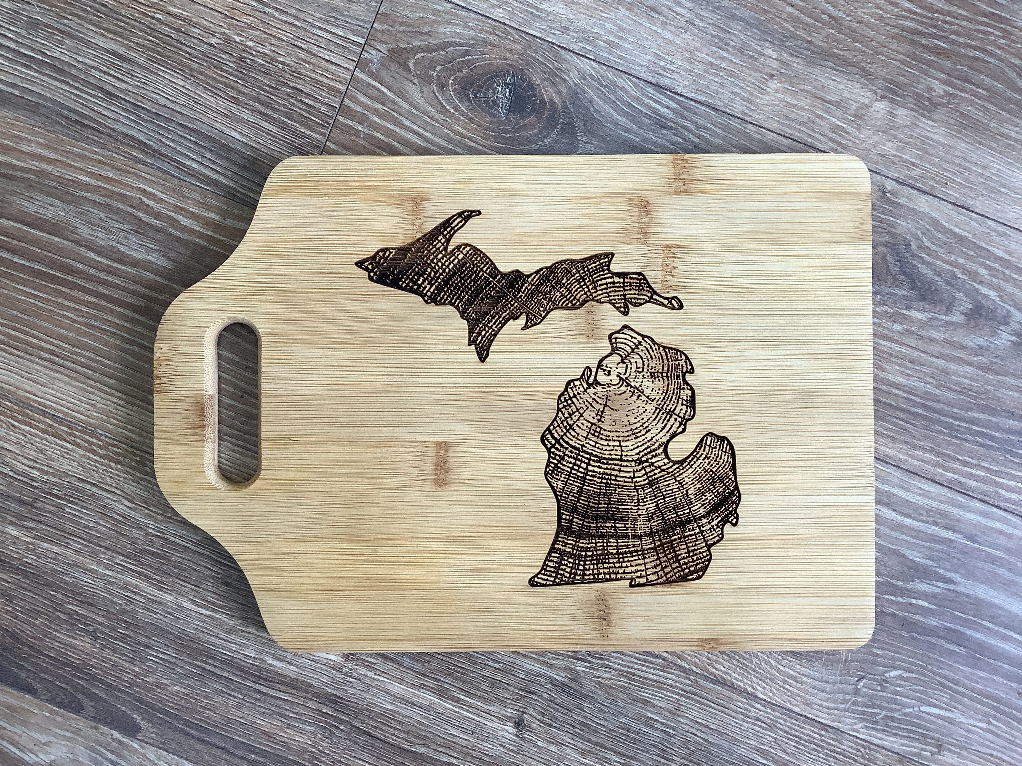 Michigan Tree Rings - Wooden Engraved - Cutting Board