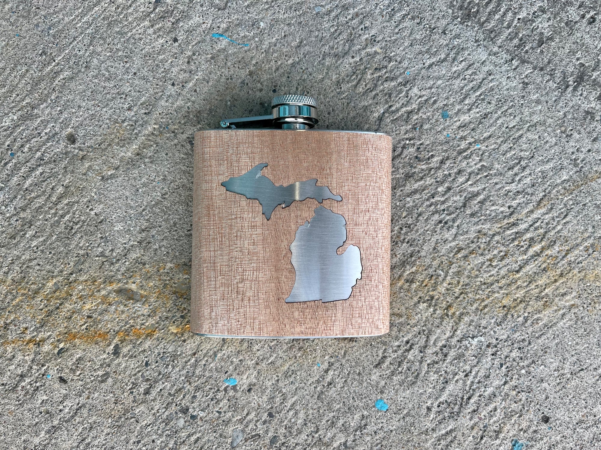 Michigan - Wooden Engraved - Flask