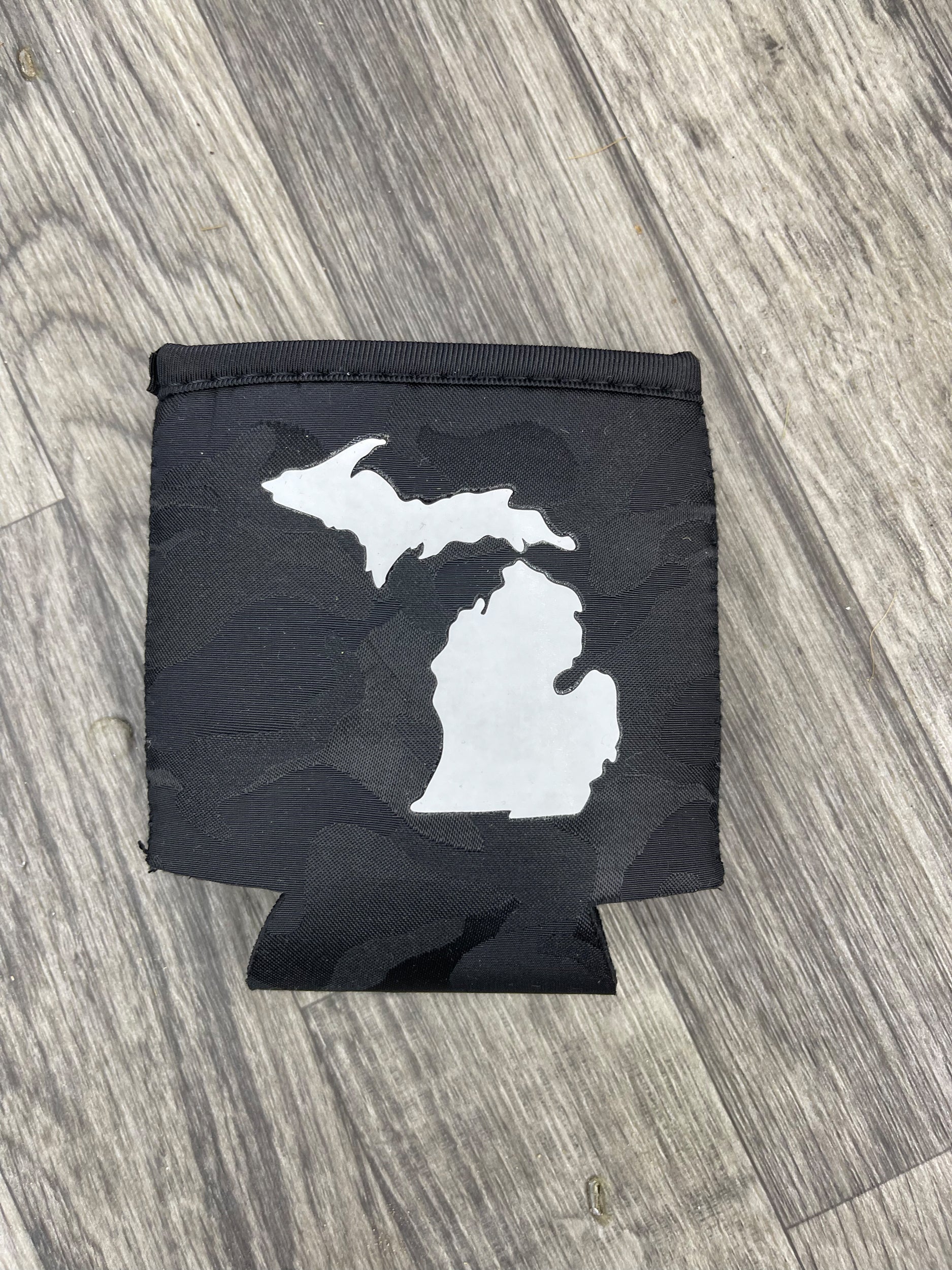 Michigan - Black Camo Koozie