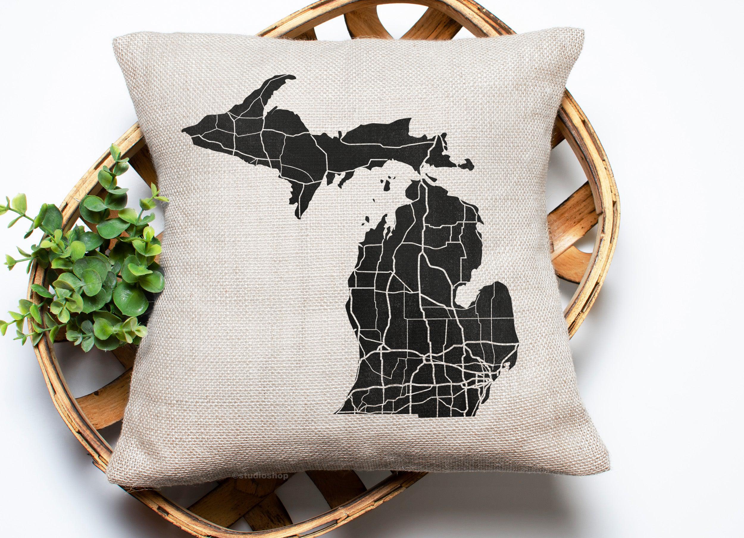 Michigan Road Map Pillow