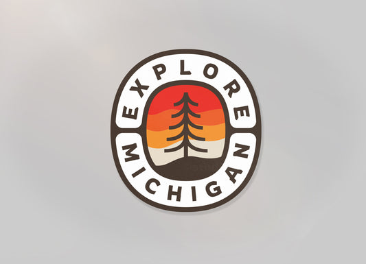 Explore Michigan Sunset - Badge - Waterproof Sticker